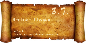 Breiner Tivadar névjegykártya